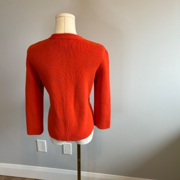 Loft Women's Cropped 3/4 Sleeve Cotton Knit Orange Zippered Cardigan, SZ M - Picture 6 of 9